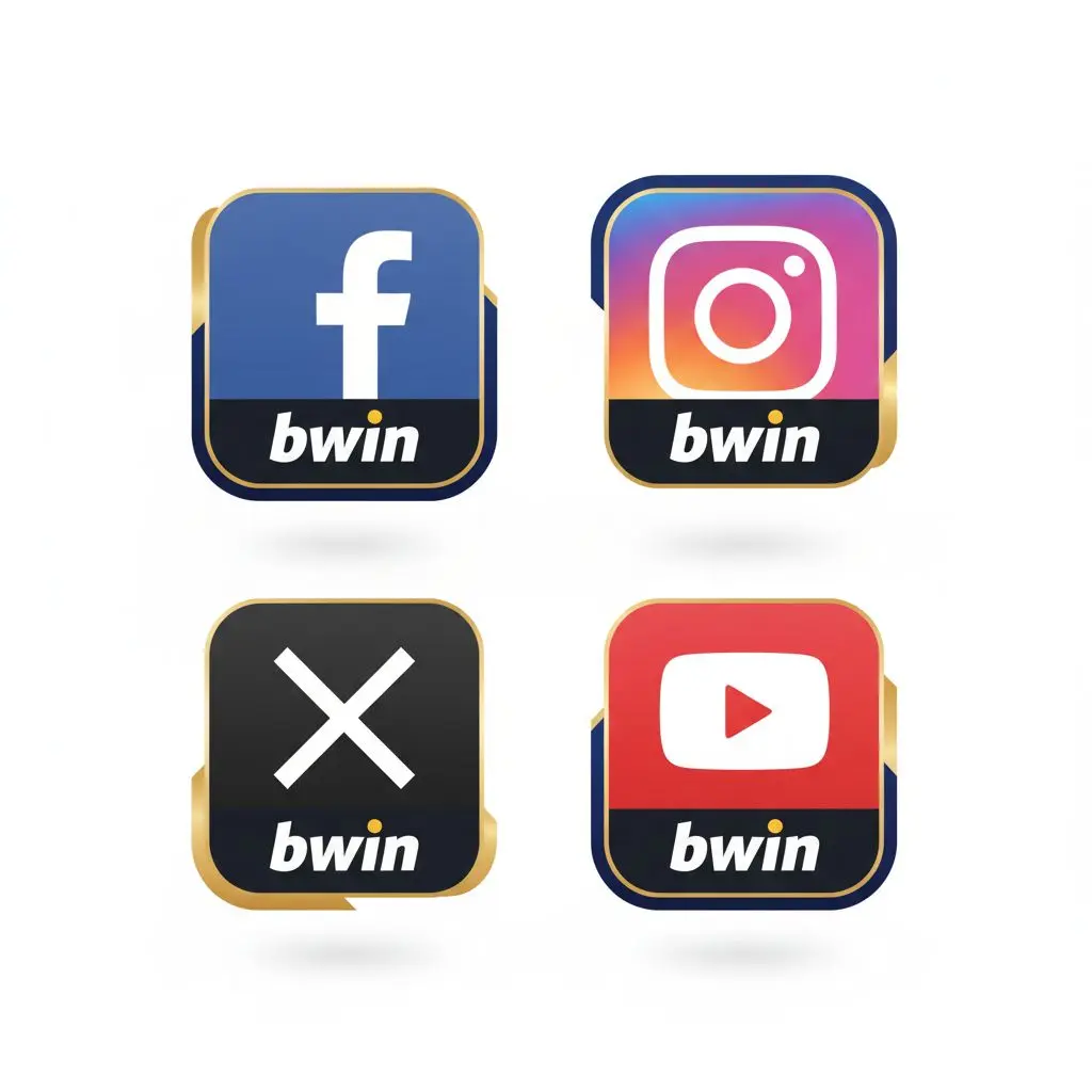Λογότυπα social media της bwin – Facebook, Instagram, X, YouTube