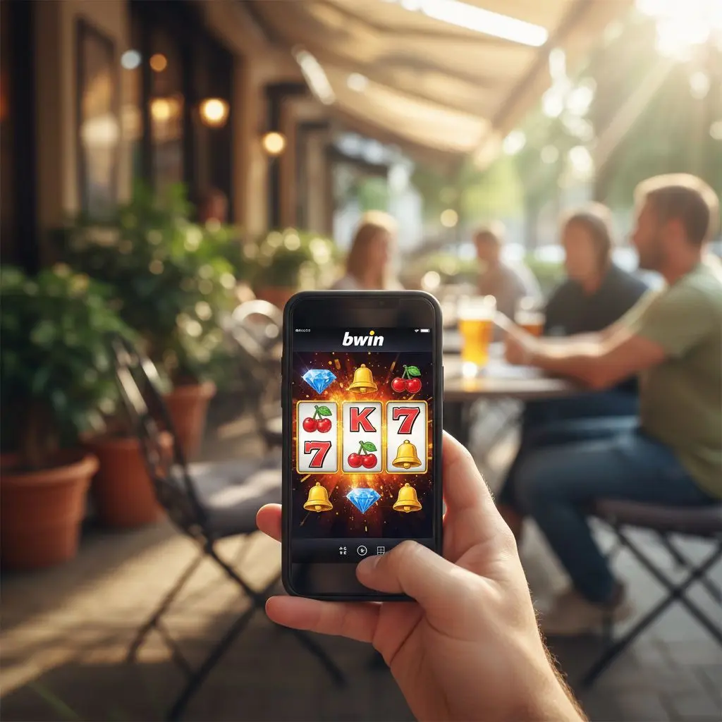 Παιχνίδι bwin slots από κινητό τηλέφωνο σε καθημερινό περιβάλλον.